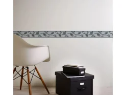 Bricoflor Blätter Bordüre aus Vlies und Vinyl Selbstklebende Tapetenbordüre in Grau Moderne Küchenbordüre mit Floralem Design