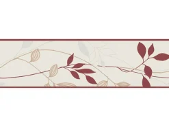Bricoflor Blätter Bordüre mit Ranken Muster Mediterrane Tapetenborte in Rot und Beige Tapetenbordüre für Wohnzimmer und Schlafzimmer