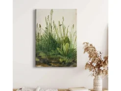 Bricoflor Botanik Bild In Grün Und Beige Leinwand Bild Mit Wiese Ideal Für Wohnzimmer Im Landhausstil Pflanzen Wandbild Im Vintage Stil Im Hochformat