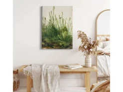 Bricoflor Botanik Bild In Grün Und Beige Leinwand Bild Mit Wiese Ideal Für Wohnzimmer Im Landhausstil Pflanzen Wandbild Im Vintage Stil Im Hochformat