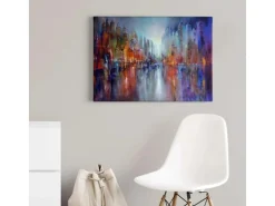 Bricoflor Buntes Leinwand Bild Mit Moderner Kunst Abstraktes Wandbild Im Ölgemälde Stil Kunst Leinwandbild Mit Stadt Motiv Für Wohnzimmer Und Flur