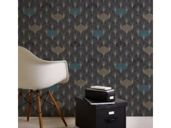 New Bricoflor 20er Jahre Tapete Schwarz Gold Petrol Elegante Vlies Mustertapete Im Art Deco Stil Dunkle Vliestapete mit Ornament für Wohnzimmer