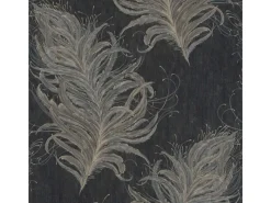 Bricoflor 20er Jahre Tapete Schwarz Feder Vliestapete Elegant Ideal für Schlafzimmer und Esszimmer Vlies Mustertapete mit Federn Im Burlesque Stil