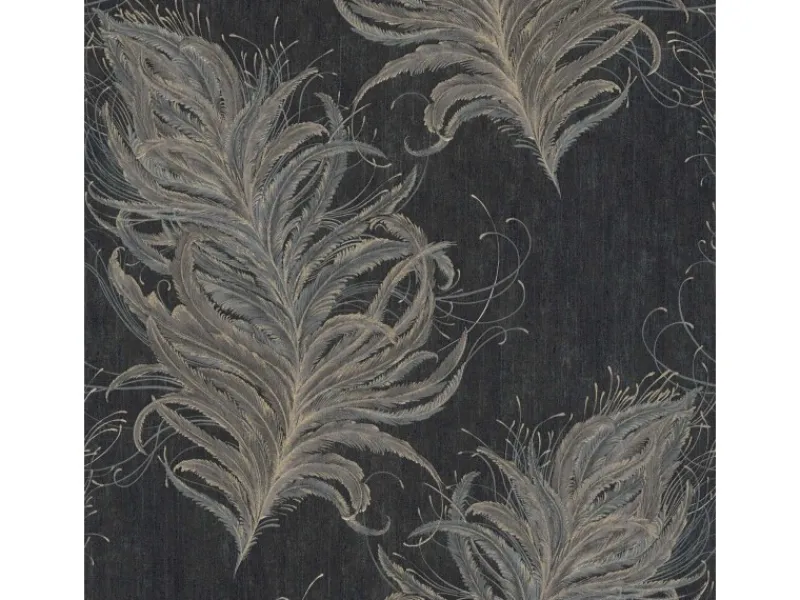 Bricoflor 20er Jahre Tapete Schwarz Feder Vliestapete Elegant Ideal für Schlafzimmer und Esszimmer Vlies Mustertapete mit Federn Im Burlesque Stil