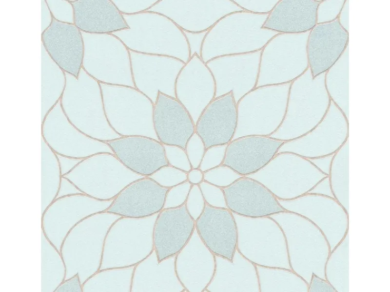 Outlet Bricoflor Florale Tapete in Pastellfarben Mosaik Vliestapete Floral mit Glitzer Effekt Vlies Mustertapete mit Blumen in Hellblau Mint