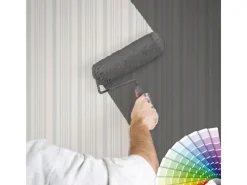 Bricoflor Gestreifte Tapete überstreichbar Vlies Streifentapete Weiß Grau Zum überstreichen Helle Vliestapete mit Streifen Ideal für Wohnzimmer