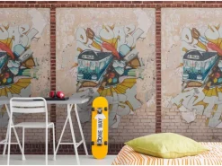 Outlet Bricoflor Graffiti Tapete Für Jugendzimmer Und Kinderzimmer Vliestapete In Steinoptik Fototapete Für Kinder Mit Mauer Design