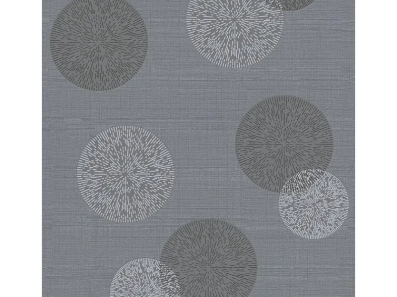 Bricoflor Graue Tapete mit Kreis Muster Abstrakte Vliestapete mit Blüten Rund Ideal für Esszimmer Vlies Mustertapete mit Vinyl in anthrazit