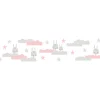 Discount Bricoflor Hasen Tapeten Bordüre für Kinderzimmer in Rosa und Grau Selbstklebende Bordüre mit Wolken für Mädchen Tapetenbordüre Ideal für Babyzimmer