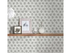 Bricoflor Hexagon Tapete in Weiß Grau Moderne Mustertapete mit Geometrischem Design Büro und Schlafzimmer Vliestapete mit Sechseck Muster