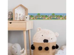 Bricoflor Kinderzimmer Tapetenbordüre mit Zoo Tier Tapeten Bordüre mit Bären und Elefanten für Jungen und Mädchen Bunte Papierbordüre für Babyzimmer