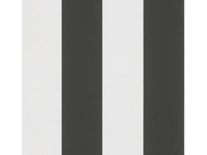 Bricoflor Klassische Tapete Schwarz Weiß Gestreift Vlies Wandtapete mit Blockstreifen für Wohnzimmer Streifentapete in Textiloptik mit Vinyl