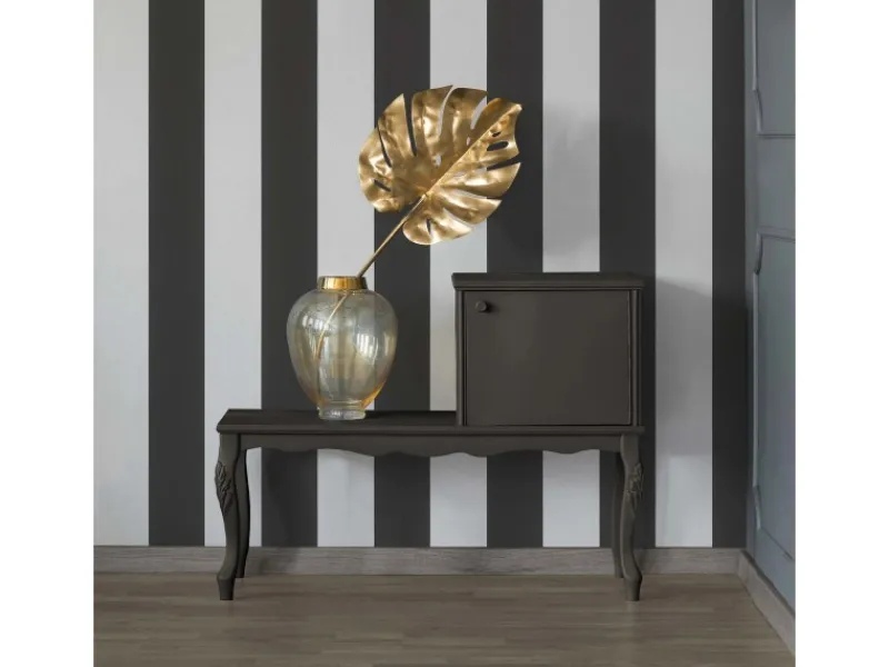 Bricoflor Klassische Tapete Schwarz Weiß Gestreift Vlies Wandtapete mit Blockstreifen für Wohnzimmer Streifentapete in Textiloptik mit Vinyl