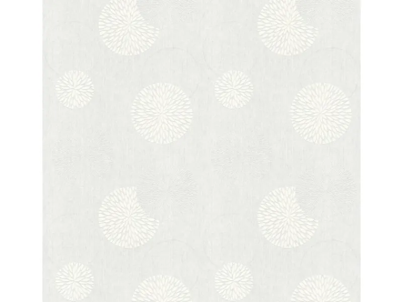 Bricoflor Kreis Tapete Floral überstreichbare Vliestapete mit Blüten Modern für Esszimmer und Wohnzimmer Vlies Mustertapete mit Blumenmuster in Weiß