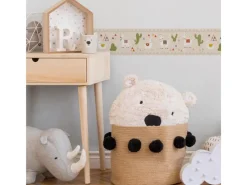 Hot Bricoflor Lama Tapete für Kinder in Rosa Selbstklebende Bordüre Ideal für Kinderzimmer Kaktus Tapete aus Vlies für Jungen und Mädchen