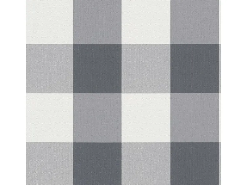 Bricoflor Landhaus Tapete Kariert Schwarz Weiße Vliestapete mit Vinyl Ideal für Esszimmer und Küche Vlies Wandtapete mit Karomuster Abwaschbar