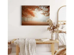 Sale Bricoflor Leinwand Bild Mit Herbstwald Orange Braun Keilrahmen Bild Mit Wald Im Nebel Ideal Für Schlafzimmer Und Flur Herbst Leinwandbild Mit Parkbank
