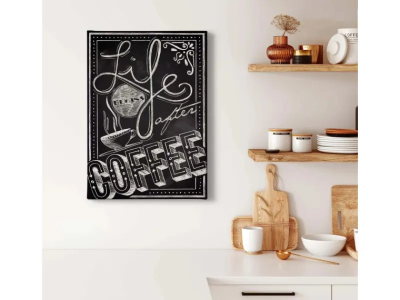 Outlet Bricoflor Leinwand Bild Mit Kaffeetasse Schwarz Weißes Bild Für Küche Im Retro Look Küchenbild Mit Café Design Auf Leinwand Im Bistro Stil