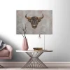 Bricoflor Leinwand Bild Mit Ochse In Betonoptik Graues Wandbild Im Industrial Style Mit Tier Motiv Im Grafik Stil Leinwandbild Für Büro Und Wohnzimmer