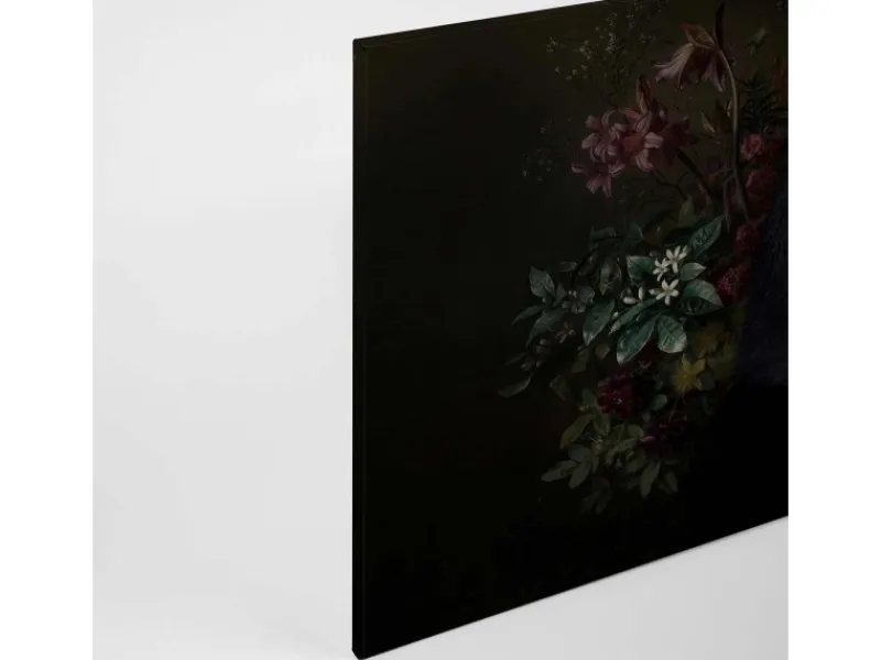 Outlet Bricoflor Leinwand Bild Mit Gorilla Und Blumen Stillleben Wandbild In Schwarz Ideal Für Wohn Und Schlafzimmer Tier Bild Auf Leinwand Im Querformat