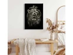 Bricoflor Leinwand Mit Löwe Schwarz Weißes Leinwandbild Mit Löwe Ideal Für Schlafzimmer Und Wohnzimmer Tier Wandbild Im Hochformat