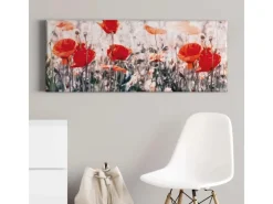 Outlet Bricoflor Leinwandbild Mit Mohnblumen Rotes Wandbild Mit Blumenwiese Ideal Für Wohnzimmer Und Schlafzimmer Sommer Leinwand Bild Mit Blumen