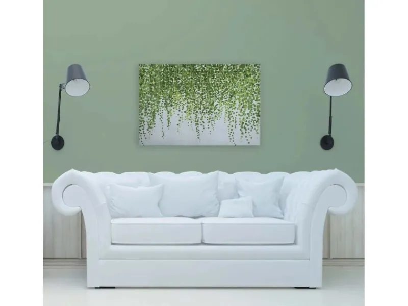 Bricoflor Leinwandbild Mit Pflanzen Grün Weiß Deko Wandbild Für Schlafzimmer Und Küche Pflanzenwand Auf Bild In 120 X 80 Cm