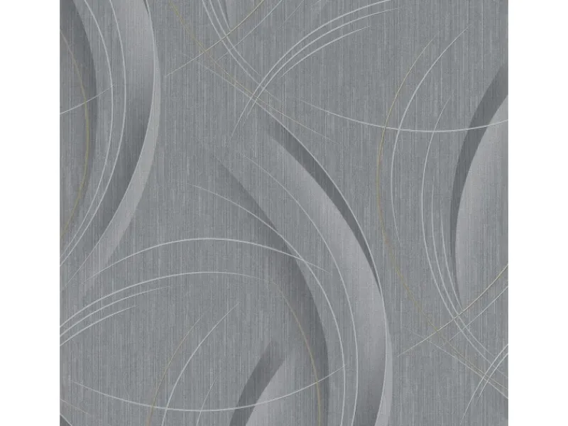 Online Bricoflor Metallic Tapete mit Goldenen Linien Vlies Mustertapete in Grau Silber für Wohnzimmer und Esszimmer Moderne Vliestapete in Dunkelgrau