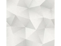Online Bricoflor Metallic Vliestapete Geometrisch Weiße Tapete mit Dreieck Design in 3D Optik Grafische Mustertapete in Weiß Grau für Büro und Schlafzimmer