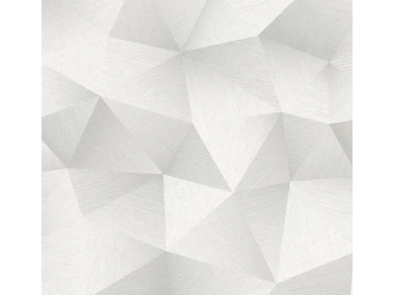Online Bricoflor Metallic Vliestapete Geometrisch Weiße Tapete mit Dreieck Design in 3D Optik Grafische Mustertapete in Weiß Grau für Büro und Schlafzimmer