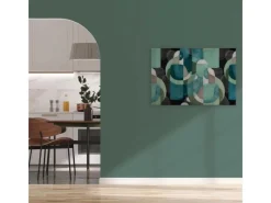 Clearance Bricoflor Mid Century Bild Türkis Mint Ausgefallenes Wandbild Mit Kunst Motiv Leinwandbild Abstrakte Kunst Retro Stil 90 X 60 Cm