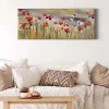 Bricoflor Mohnblumen Bild Gemalt Leinwand Bild Mit Blumenwiese In Rot Und Gelb Wohnzimmer Und Schlafzimmer Wandbild In Gemälde Optik Mit Blumen