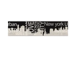 Best Bricoflor New York Tapetenbordüre Modern Schriftzug Tapeten Bordüre in Schwarz und Grau Ideal für Küche und Jugendzimmer Vlies Wandbordüre mit Vinyl