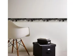 Best Bricoflor New York Tapetenbordüre Modern Schriftzug Tapeten Bordüre in Schwarz und Grau Ideal für Küche und Jugendzimmer Vlies Wandbordüre mit Vinyl