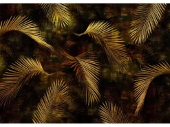 Online Bricoflor Palmenblätter Tapete Schwarz Gold Vlies Fototapete mit Farn Design Tropische Bildtapete mit Blättern Ideal für Wohnzimmer und Schlafzimmer