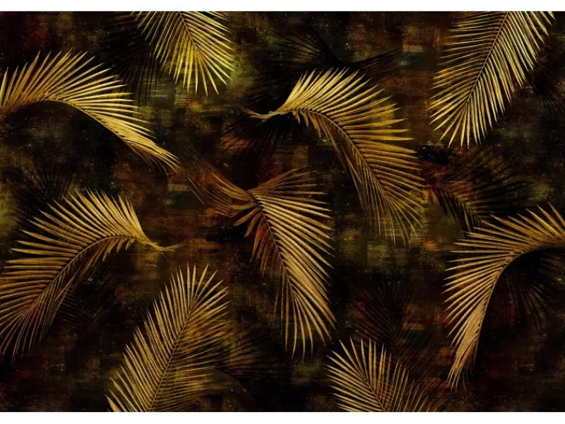 Online Bricoflor Palmenblätter Tapete Schwarz Gold Vlies Fototapete mit Farn Design Tropische Bildtapete mit Blättern Ideal für Wohnzimmer und Schlafzimmer