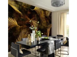 Online Bricoflor Palmenblätter Tapete Schwarz Gold Vlies Fototapete mit Farn Design Tropische Bildtapete mit Blättern Ideal für Wohnzimmer und Schlafzimmer