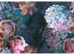 Bricoflor Romantische Tapete mit Hortensie und Pfingstrosen Blumen Fototapete mit Rosen und Hortensien Vlies Blumentapete in Blau Lila