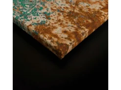 Outlet Bricoflor Rost Deko Bild Türkis Leinwandbild In 90 X 60 Cm Industrial Style Wandbild In Patina Optik Ideal Für Küche Und Büro