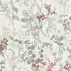 Hot Bricoflor Schwedische Tapete mit Blumen in Weiß Grün Rot Vintage Blumentapete Skandinavisch Ideal für Wohnzimmer und Bad