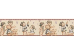 Best Bricoflor Selbstklebende Bordüre für Babyzimmer Tapetenbordüre mit Teddy Bären Kinderzimmer Tapetenborte in Beige Braun mit Vinyl