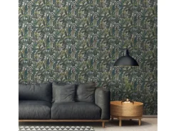 Bricoflor Skandinavische Tapete Bunt ausgefallene Vliestapete mit Blätter Muster Grafische Mustertapete Ideal für Wohnzimmer