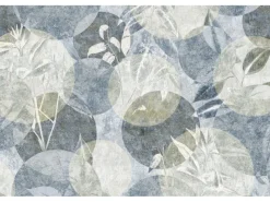 Outlet Bricoflor Skandinavische Tapete in Beige Blau Vlies Mustertapete mit Kreis Design und Pflanzen Landhaus Fototapete mit Blättern Ideal für Schlafzimmer