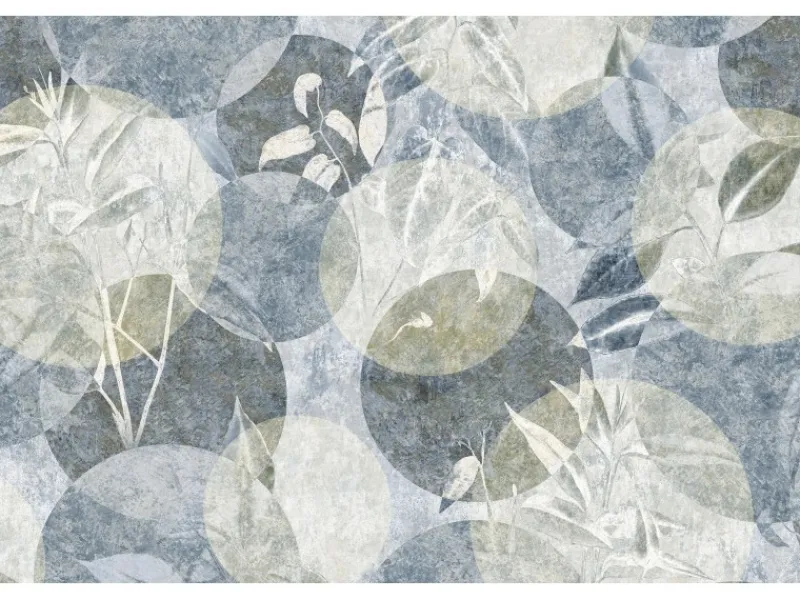 Outlet Bricoflor Skandinavische Tapete in Beige Blau Vlies Mustertapete mit Kreis Design und Pflanzen Landhaus Fototapete mit Blättern Ideal für Schlafzimmer