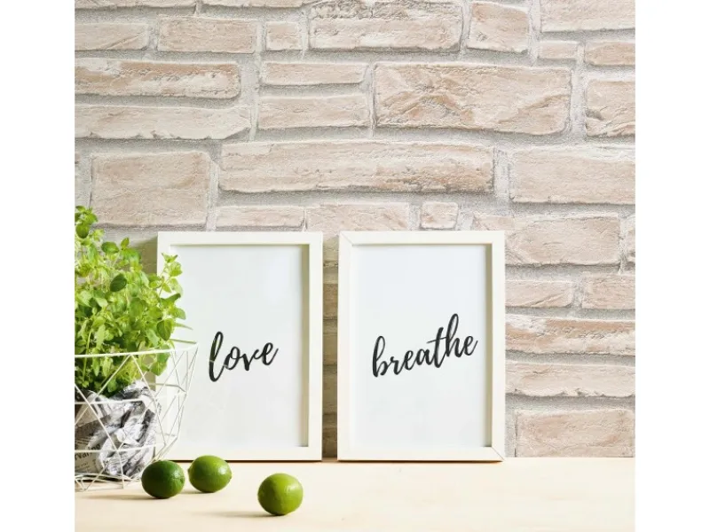 Bricoflor Steintapete in Creme Weiß für Flur und Schlafzimmer Helle Tapete in Steinoptik mit 3D Design Papiertapete als Steinwand