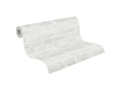 Sale Bricoflor Tapete in Steinoptik Weiß Moderne Vliestapete in Mauer Optik Ideal für Badezimmer und Flur 3D Steintapete Hell