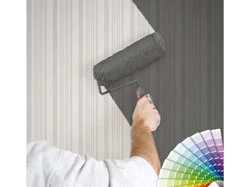 New Bricoflor Tapete Weiß Grau Gestreift Vlies Streifentapete zum überstreichen Klassisch Vliestapete Streifen für Wohn und Schlafzimmer überstreichbar