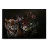 Bricoflor Tiger Wandbild Mit Blumen Stillleben Leinwand Bild In Schwarz Canvas Leinwandbild Im Ausgefallenen Stil Für Esszimmer Und Wohnzimmer