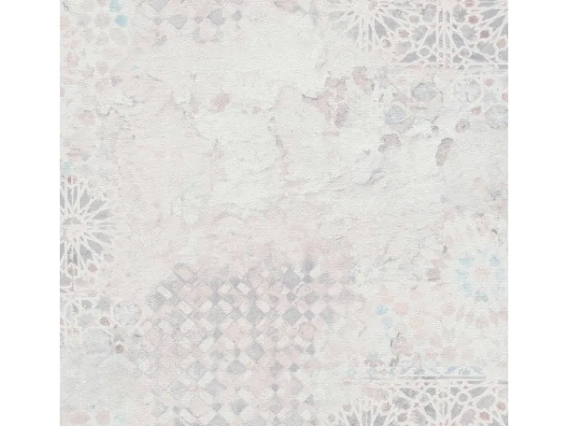 Discount Bricoflor Vintage Tapete Orientalisch Mosaik Vliestapete Spanisch Creme Weiß für Küche und Wohnzimmer Used Look Wandtapete in Fliesenoptik mit Vinyl