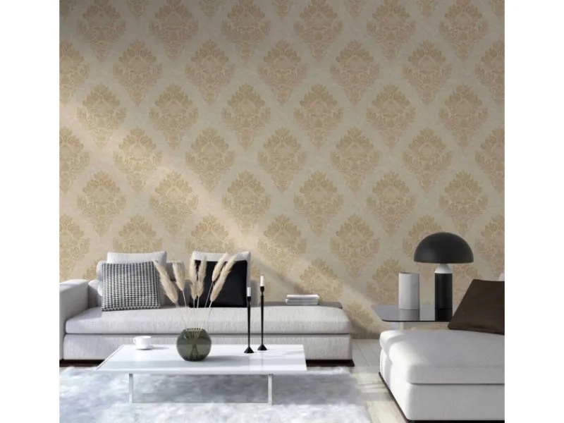 Hot Bricoflor Vlies Barocktapete Creme Gold Edle Barock Tapete in Sandfarben für Schlafzimmer und Wohnzimmer Ornament Vliestapete mit Vinyl Elegant